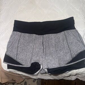 Black and Gray Athletic Shorts with Elastic Waistband
